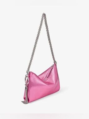 JIMMY CHOO Callie Mini Candy Pink Metallic Nappa Leather Mini Clutch Bag
